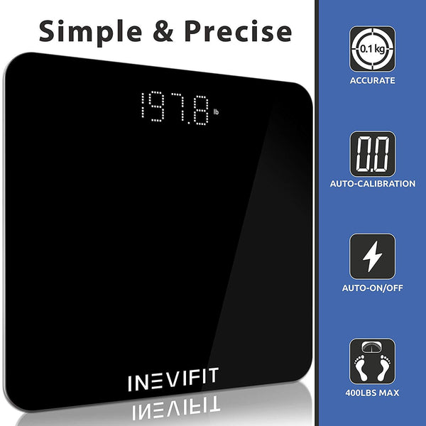 INEVIFIT Bathroom Scale, Highly Accurate Digital Bathroom Body Scale, Measures Weight for Multiple Users.
