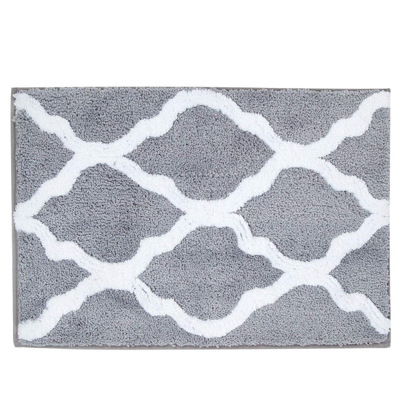 Pauwer Microfiber Bathroom Rugs Geometric, Non Slip Bath Rugs Floor Mat Machine Washable (18"x26", Grey)