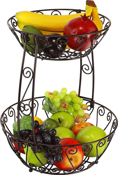 SimpleHouseware Fruit Basket Bowl with Banana Tree Hanger, Bronze