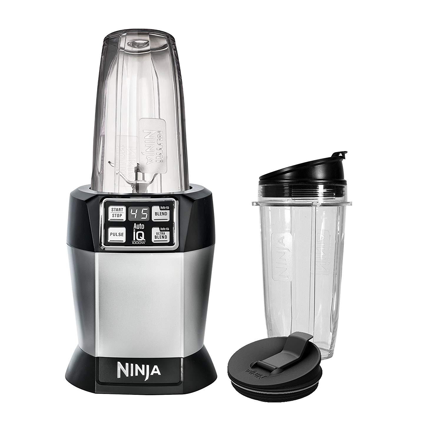 Ninja BL480D Nutri Ninja with 1000 Watt Auto-IQ Base for Juices, Shakes & Smoothies Personal Blender 18 and 24 oz. Black/Silver