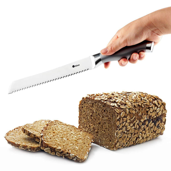 ORBLUE Serrated Bread Knife, Ultra-Sharp Stainless Steel Bread Cutter (8-inch Blade with 5-inch Handle)
