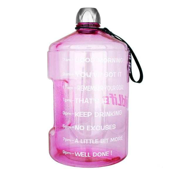 BuildLife 1 Gallon Water Bottle Motivational Fitness Workout with Time Marker |Drink More Water Daily | Clear BPA-Free | Large 128 Ounce/73OZ/43OZ of Water