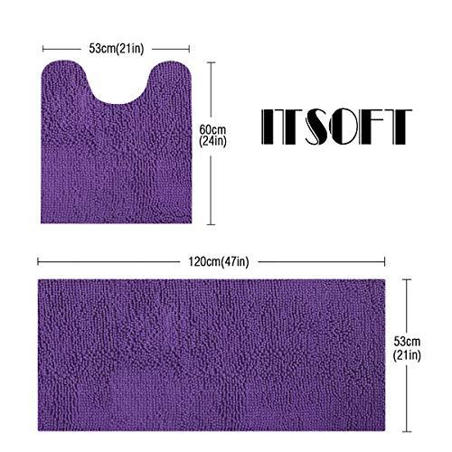 ITSOFT 3pc Non-Slip Shaggy Chenille Bathroom Mat Set