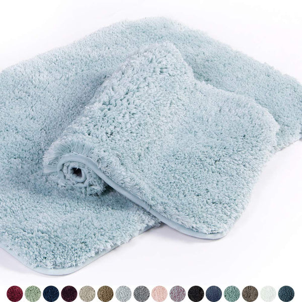 Walensee Bathroom Rug Non Slip Bath Mat for Bathroom (16 x 24) Water Absorbent Soft Microfiber Shaggy Bathroom Mat Machine Washable Bath Rug for Bathroom Thick Plush Rugs for Shower (Gray)