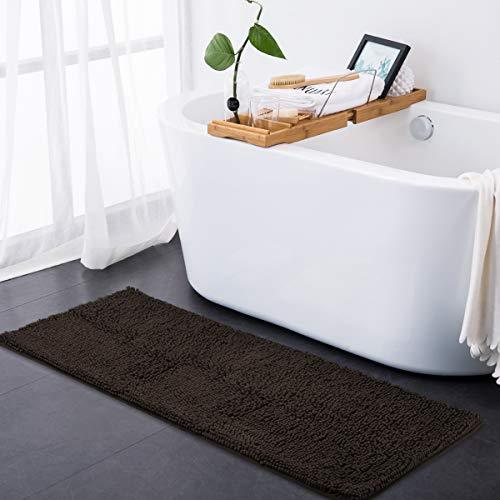 ITSOFT Non Slip Shaggy Chenille Soft Microfibers Bathroom Rug with Water Absorbent, Machine Washable, 21 x 34 inches Charcoal Gray