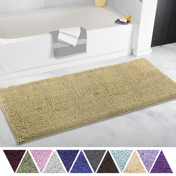 ITSOFT Non Slip Shaggy Chenille Soft Microfibers Bathroom Rug with Water Absorbent, Machine Washable, 21 x 34 inches Charcoal Gray