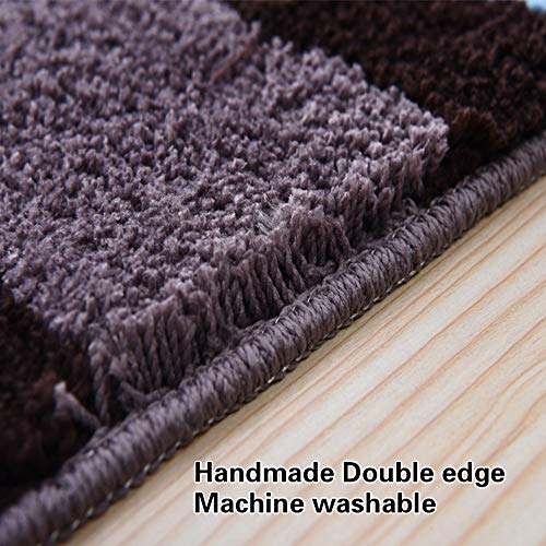 HEBE Non-Slip Bathroom Rug Mat Shag Microfiber Shower Bath Rug Absorbent Bath Mat for Bathroom Machine Washable(18x26, Blue/Grey)