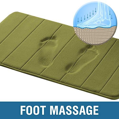 24" x 17" Microfiber Memory Foam Bath Mat with Anti-Skid Bottom Non-Slip Quickly Drying Gray Striped Pattern