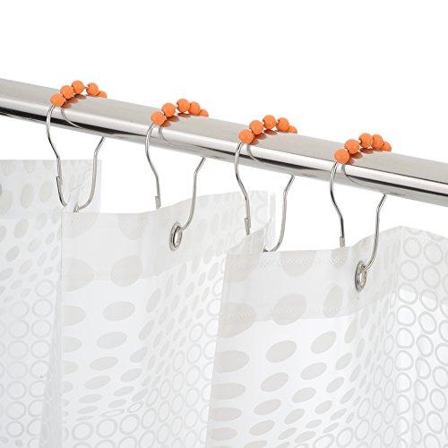 Amazer Shower Curtain Hooks Rings, Stainless Steel Shower Curtain Rings and Hooks for Bathroom Shower Rods Curtains-Set of 12-Polished Nickel