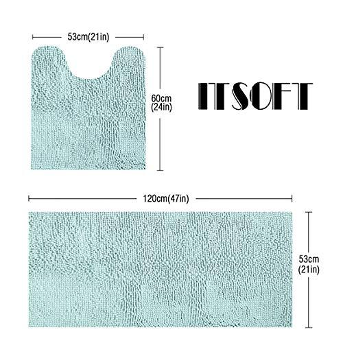 ITSOFT 3pc Non-Slip Shaggy Chenille Bathroom Mat Set