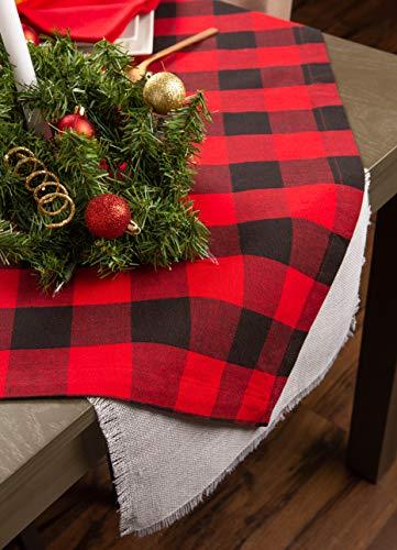 DII Cotton Buffalo Check Table Runner for Family Dinners or Gatherings, Indoor or Outdoor Parties, & Everyday Use (14x72",  Seats 4-6 People), Black & White