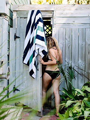 Oversize Plush Cabana Towel by Laguna Beach Textile Co | Navy and Seafoam Green| 1 Classic, Beach and Pool House Towel