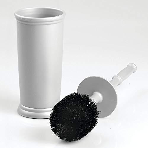 mDesign Compact Freestanding Plastic Toilet Bowl Brush and Holder for Bathroom Storage and Organization - Space Saving, Sturdy, Deep Cleaning, Covered Brush - Bronze