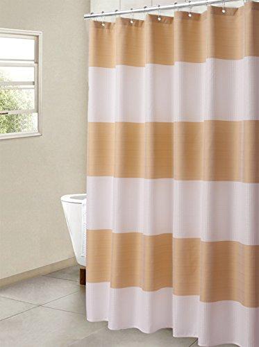 Waffle Weave Fabric Shower Curtain 230 GSM Heavy Duty, Spa, Hotel Luxury, Water Repellent, White Pique Pattern, 71 x 72 inches Decorative Bathroom Curtain