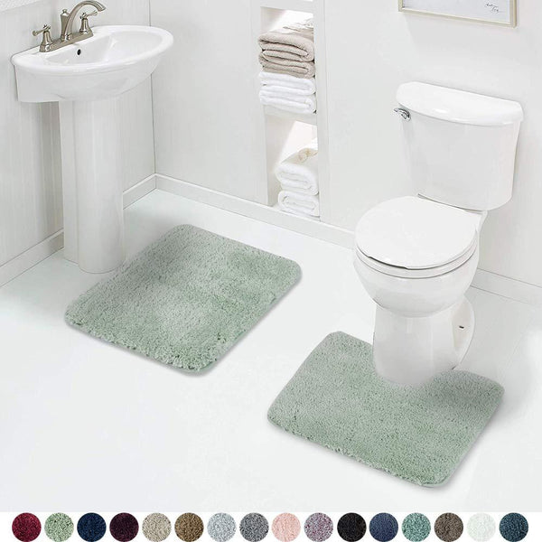 Walensee Bathroom Rug Non Slip Bath Mat for Bathroom (16 x 24) Water Absorbent Soft Microfiber Shaggy Bathroom Mat Machine Washable Bath Rug for Bathroom Thick Plush Rugs for Shower (Gray)