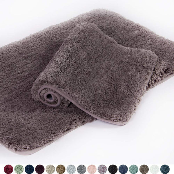 Walensee Bathroom Rug Non Slip Bath Mat for Bathroom (16 x 24) Water Absorbent Soft Microfiber Shaggy Bathroom Mat Machine Washable Bath Rug for Bathroom Thick Plush Rugs for Shower (Gray)