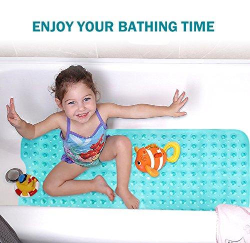 Wimaha XL Bathtub Mat, Bath Shower Mat Non Slip for Bathroom, Machine Washable, Ideal for Kids Toddler Senior, 39 x 16, Clear