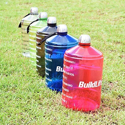 BuildLife 1 Gallon Water Bottle Motivational Fitness Workout with Time Marker |Drink More Water Daily | Clear BPA-Free | Large 128 Ounce/73OZ/43OZ of Water