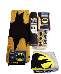 Batman Bathroom Set, Shower Curtain, Hooks, Bath Rug, Bath Towel, and Bath Tub Mat