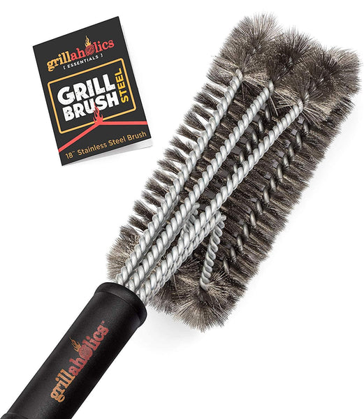 Grillaholics Grill Brush Bristle Free - Safe Grill Cleaning with No Wire Bristles - Professional Heavy Duty Stainless Steel Coils and Scraper - Lifetime Manufacturers Warranty