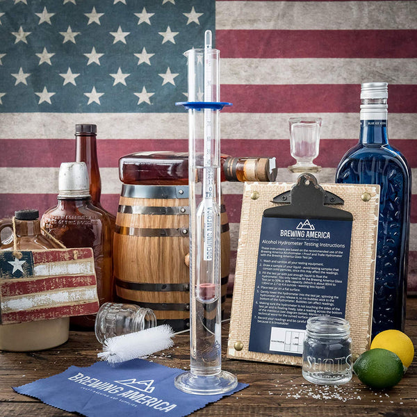 Hydrometer Alcohol Meter Test Kit: Distilled Alcohol American-made 0-200 Proof Pro Series Traceable Alcoholmeter Tester Set with Glass Jar