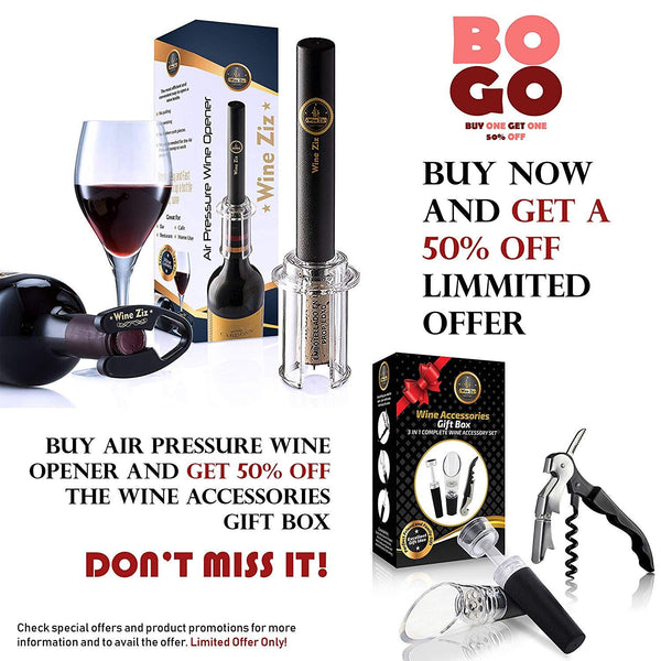 Wine Ziz Wine Air Pressure Pump Bottle Opener | Foil Cutter | Amazingly Simple Wine Opener Air Pressure Wine Opener | Wine Pump Easy Cork Remover Corkscrew | Screw Out Tool | Great For Wine Lovers