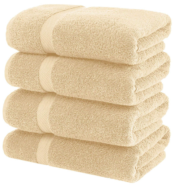 Luxury White Bath Towels Large - Circlet Egyptian Cotton | Highly Absorbent Hotel spa Collection Bathroom Towel | 27x54 Inch | Set of 4