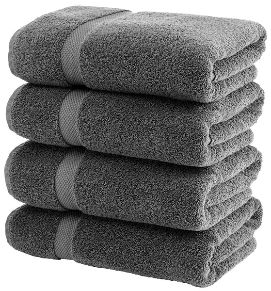 Luxury White Bath Towels Large - Circlet Egyptian Cotton | Highly Absorbent Hotel spa Collection Bathroom Towel | 27x54 Inch | Set of 4