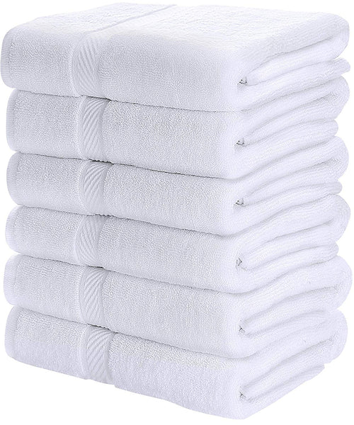 Utopia Towels Cotton Bath Towels, 6 Pack, (24 x 48 Inches), Pool Towels and Gym Towels, White