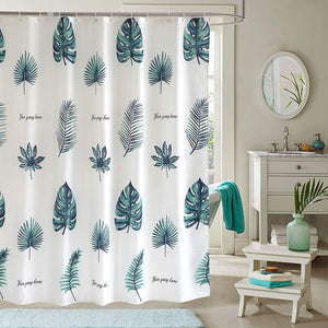 JRing Shower Curtain Polyester Fabric Waterproof Machine Washable with 12 Hooks 72x72 Inch