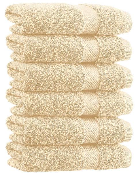 Luxury White Hand Towels - Soft Circlet Egyptian Cotton | Highly Absorbent Hotel spa Bathroom Towel Collection | 16x30 Inch | Set of 6