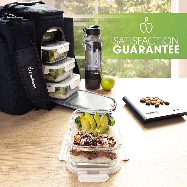 Prep Naturals Glass Meal Prep Containers (5 Pack, 30 Ounce) - Glass Food Storage Containers with Lids - Glass Storage Containers with Lids