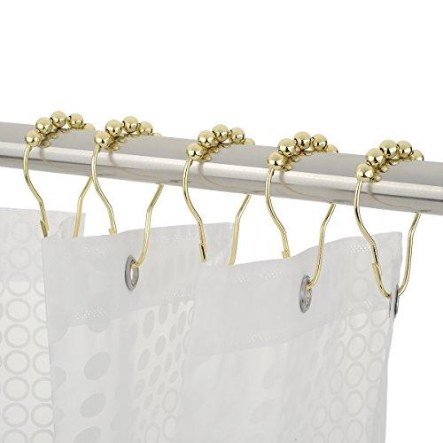 Amazer Shower Curtain Hooks Rings, Stainless Steel Shower Curtain Rings and Hooks for Bathroom Shower Rods Curtains-Set of 12-Polished Nickel