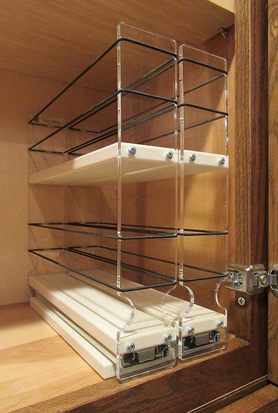Vertical Spice - 22x2x11 DC - Spice Rack - Narrow Space w/2 Drawers each with 2 Shelves - 20 Spice Capacity - Easy to Install