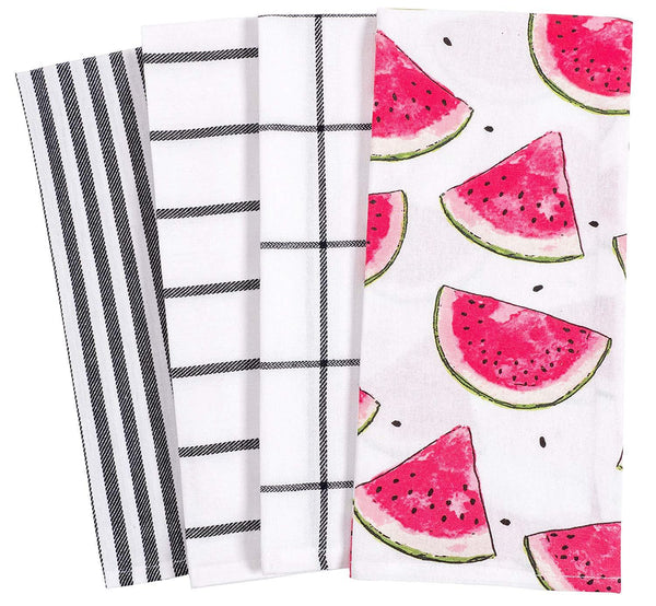 KAF Home Pantry Lemons All Over Kitchen Dish Towel Set of 4, 100-Percent Cotton, 18 x 28-inch