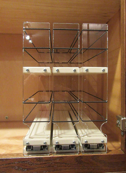 Vertical Spice - 222x2x11 DC - Spice Rack - Cabinet Mounted- 3 Drawers - 30 Capacity - New and Unique