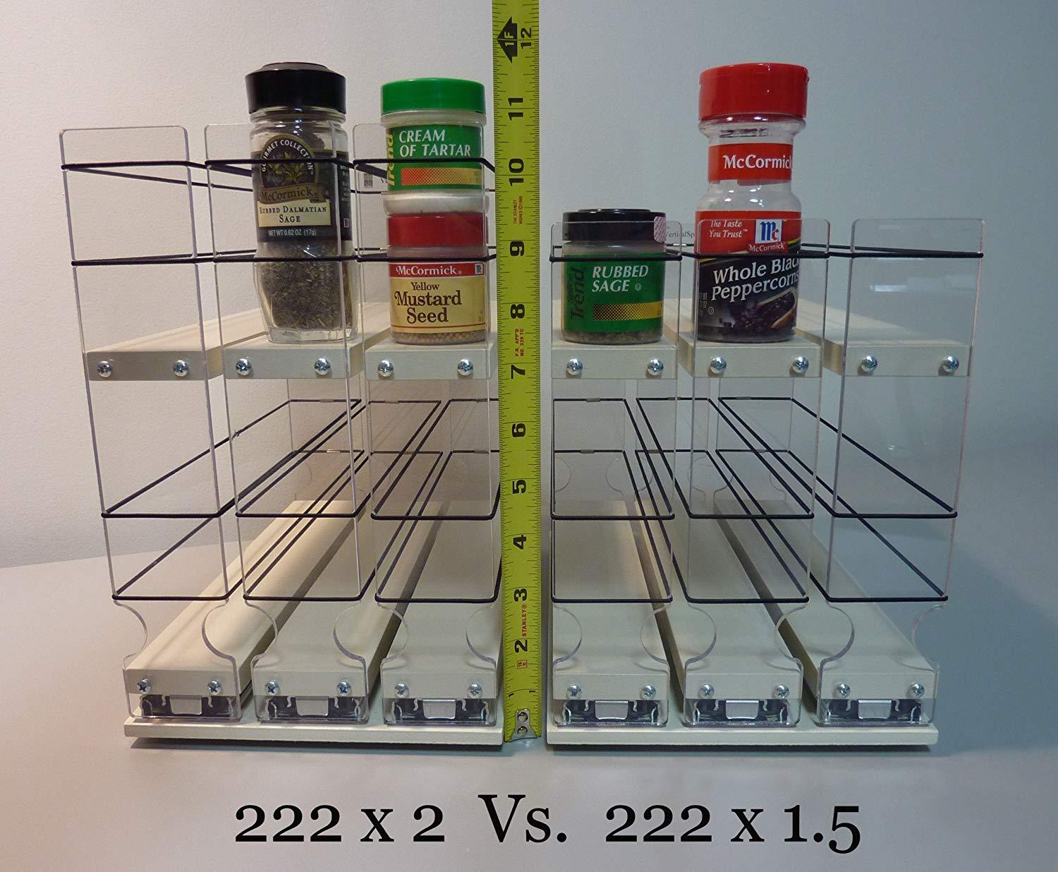 Vertical Spice - 222x1.5x11 DC - Spice Rack - 3 Drawers - 15 Regular/15 Half-size Capacity - Cabinet Mounted