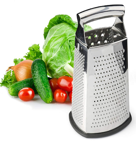Spring Chef Box Grater, 4-Sided Stainless Steel Large 10-inch Grater for Parmesan Cheese, Ginger, Vegetables