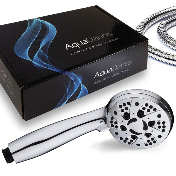 AquaDance High Pressure 6-Setting 3.5" Chrome Face Handheld Shower with Hose