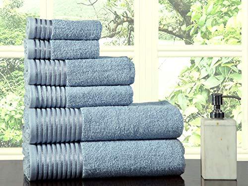 600 GSM Ultra Soft 100% Combed Cotton 6-piece Towel Set (Charcoal Black): 2 Bath towels, 2 Hand towels, 2 Washcloths, Long-staple Cotton, Spa Hotel Quality, Super Absorbent, Machine Washable