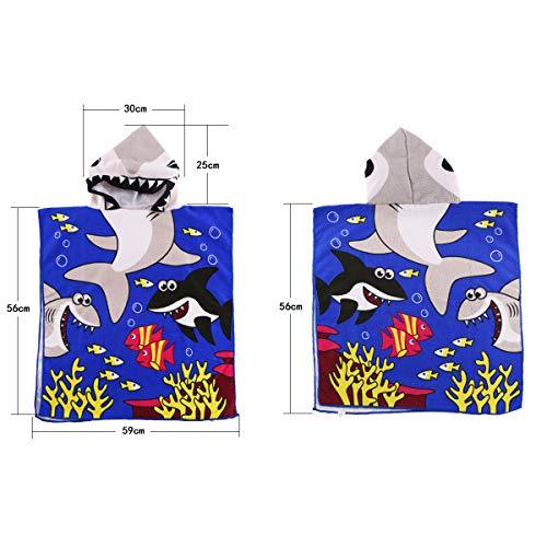 HETH Kids Hooded Beach and Bath Towel 100% Cotton Beach Swimming Coverup for Age 2-8 Years Old Multi-use for Bath/Shower/Pool(Tiger Shark)