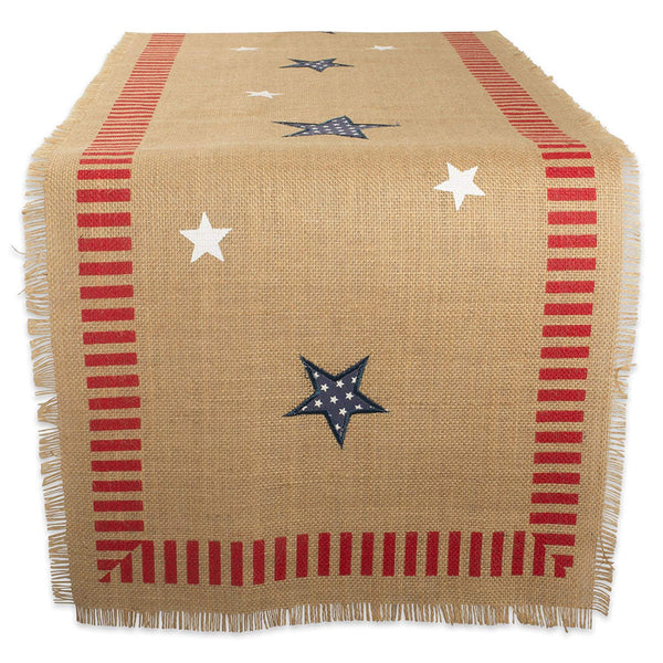 DII 14x74" Jute/Burlap Table Runner, 4th of July - Perfect for Independence Day, July 4th Party, Summer BBQ and Outdoor Picnics