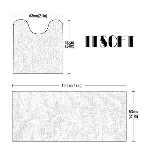 ITSOFT 3pc Non-Slip Shaggy Chenille Bathroom Mat Set