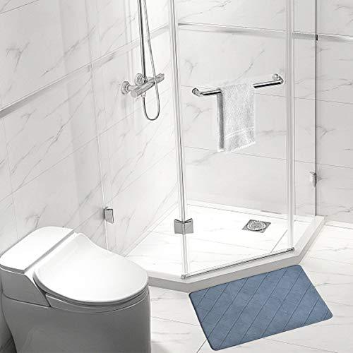 FINDNEW [Update Non-Slip Soft Microfiber Memory Foam Bath Mat,Toilet Bath Rug,with Increased Anti-Skid Bottom Washable Quickly Drying Bathroom mats (16" X 24", Black)
