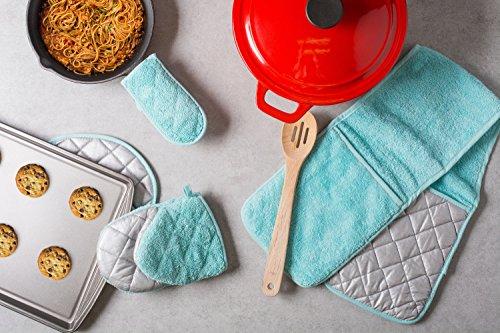 The Triumphant Chef 100% Cotton, Terry Oven Mitts 7 x 13, Heat Resistant, Machine Washable for for Everyday Kitchen Basic, Set of 2, French Blue, Ovenmitt, 2 Piece