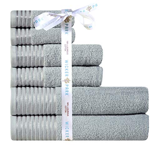 600 GSM Ultra Soft 100% Combed Cotton 6-piece Towel Set (Charcoal Black): 2 Bath towels, 2 Hand towels, 2 Washcloths, Long-staple Cotton, Spa Hotel Quality, Super Absorbent, Machine Washable