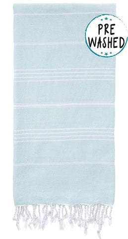 WETCAT Original Turkish Beach Towel (39 x 71) - Prewashed Peshtemal, 100% Cotton - Highly Absorbent, Quick-Drying and Ultra-Soft - Washer-Safe, No Shrinkage - Stylish, Eco-Friendly - [Aqua]