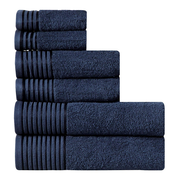 600 GSM Ultra Soft 100% Combed Cotton 6-piece Towel Set (Charcoal Black): 2 Bath towels, 2 Hand towels, 2 Washcloths, Long-staple Cotton, Spa Hotel Quality, Super Absorbent, Machine Washable