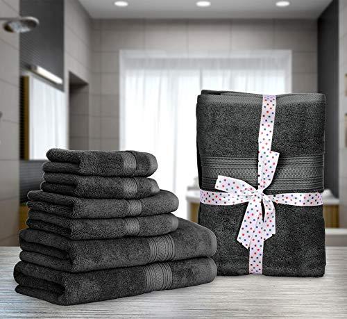 Utopia Towels 8 Piece Towel Set, 700 GSM, 2 Bath Towels, 2 Hand Towels and 4 Washcloths, Dark Grey