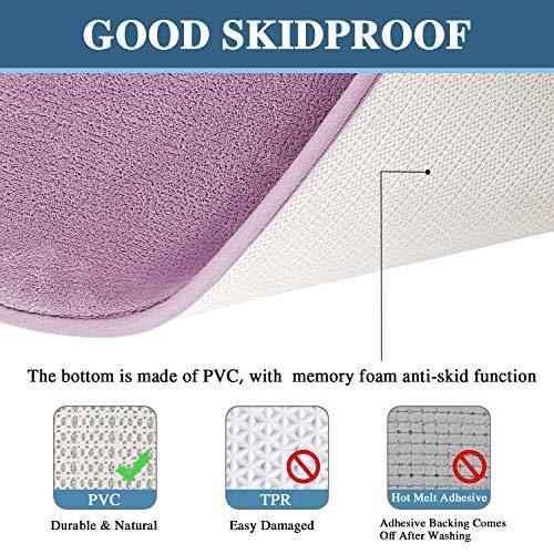 H.VERSAILTEX 2 Pack Non Slip Memory Foam Bathroom Rugs Non Slip Bath Mats Super Absorbent Extra Cozy, Foot Massage Flannel Bathroom Rugs/Carpets Machine-Washable and Fast Dry (Gray, Each 17" x 24")